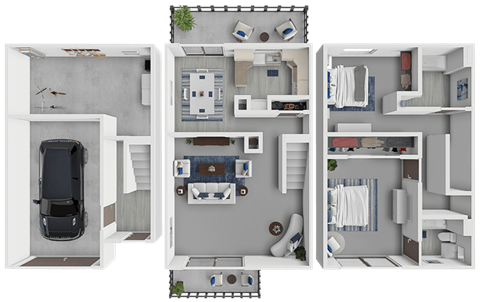 Floor plan for 2 beds, 2 baths, 1200 sqft