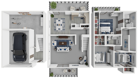 Floor plan for 3 beds, 2 baths, 1440 sqft