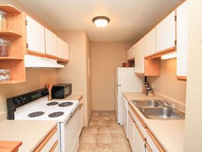 South Sioux City apartment for rent - a kitchen with a stove top oven next to a sink