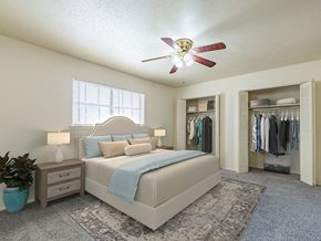 Wichita Falls apartment for rent - Spacious primary bedroom with two closets and natural light