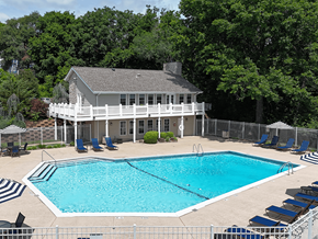 Valley Park apartment for rent - A pool with a house in the background.