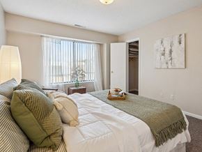 Cedar Rapids townhouse for rent - primary bedroom with a bed and a window