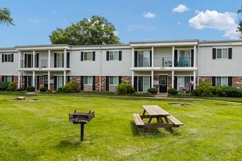 Multiple courtyards with bbq grills