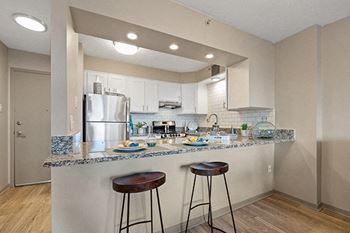 Open kitchen with breakfast bar