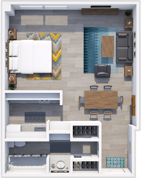 Floor plan for studio, 1 bath, 550 sqft