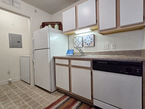 Valley Park apartment for rent - kitchen with Energy-Efficient Appliances including a refrigerator