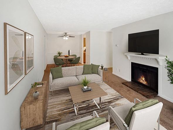 Jackson apartment for rent - apartment living room filled with furniture and a fireplace