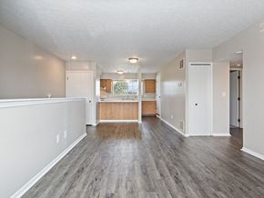 Fremont apartment for rent - apartment living room and kitchen with wood style flooring