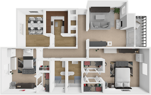 Floor plan for 2 beds, 2 baths, 1155 sqft