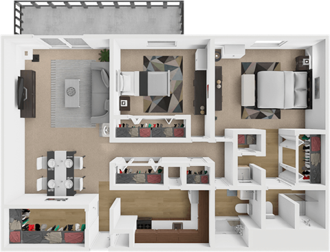 Floor plan for 2 beds, 2 baths, 1200 sqft