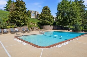 Saltwater swimming pool with waterfall