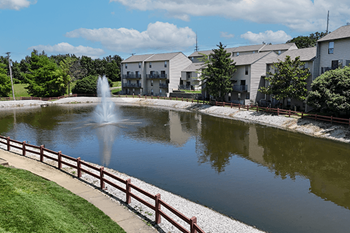 Sparkling lake with walking trail