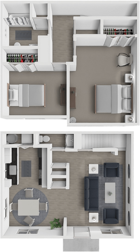 Floor plan for 2 beds, 1.5 baths, 854 sqft