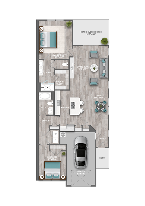 Floor plan for 2 beds, 2 baths, 1324 sqft