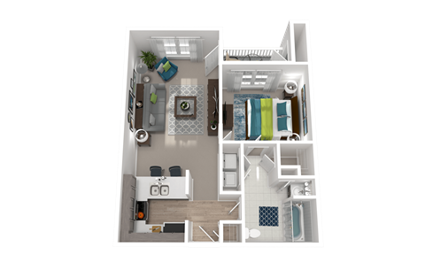Floor plan for 1 bed, 1 bath, 860 sqft