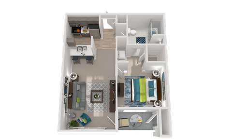 Floor plan for 1 bed, 1 bath, 810 sqft