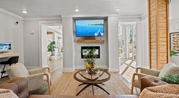 Myrtle Beach apartment for rent - A living room with a television and a fireplace.