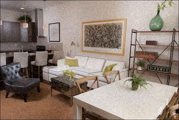 Huntsville apartment for rent - A living room with a white couch and a coffee table.