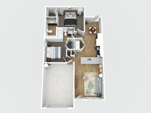 Floor plan for 2 beds, 2 baths, 1247 sqft
