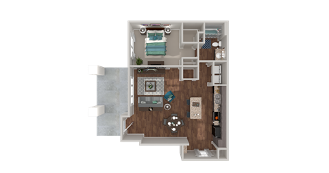 Floor plan for 1 bed, 1 bath, 830 sqft