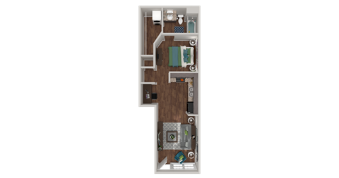 Floor plan for studio, 1 bath, 550 sqft