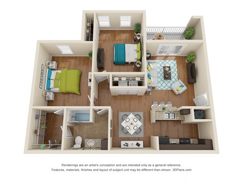 Floor plan for 2 beds, 1 bath, 1004 sqft