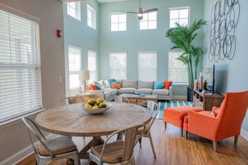 Dining room area at hawthorne at the station in wilmington, nc