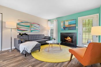 Living room at hawthorne at oak ridge in greensboro, nc