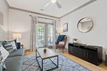 Weaverville apartment for rent - a living room with a couch and a coffee table