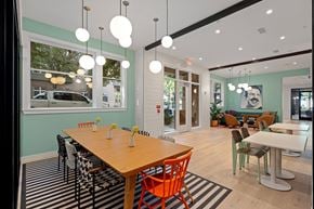 Charlotte apartment for rent - a dining room with a wooden table and chairs
