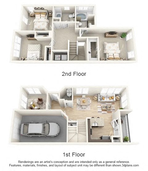 Floor plan for 3 beds, 2 baths, 1489 sqft