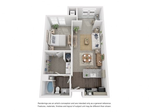 Floor plan for 1 bed, 1 bath, 804 sqft