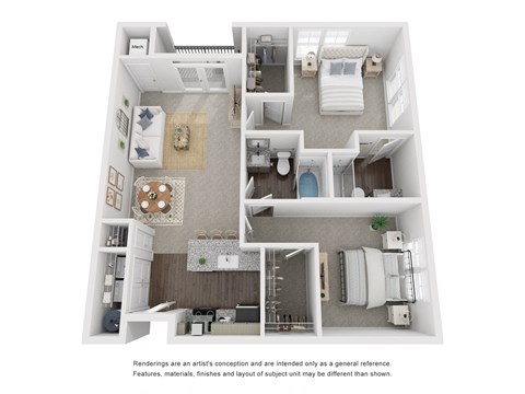 Floor plan for 2 beds, 2 baths, 1084 sqft