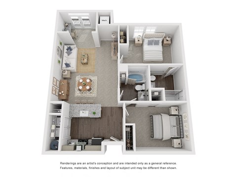 Floor plan for 2 beds, 2 baths, 1084 sqft