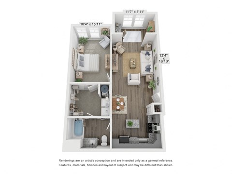 Floor plan for 1 bed, 1 bath, 816 sqft