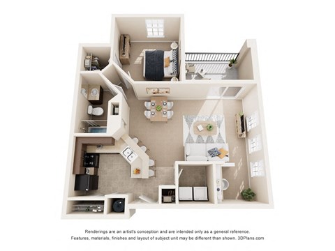 Floor plan for 1 bed, 1 bath, 911 sqft