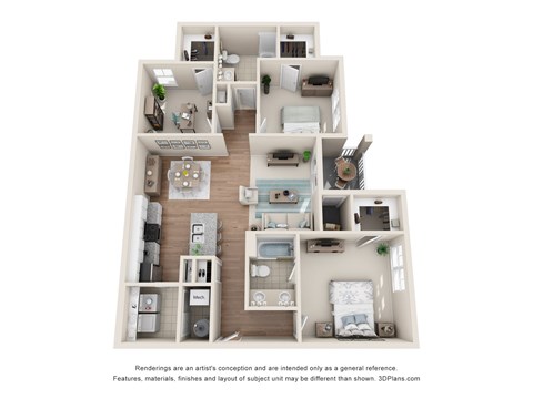 Floor plan for 2 beds, 2 baths, 1200 sqft