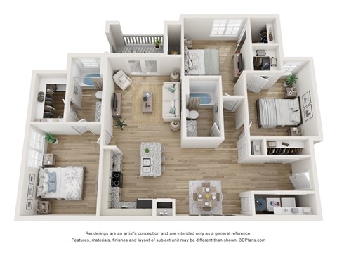 Floor plan for 3 beds, 2 baths, 1320 sqft