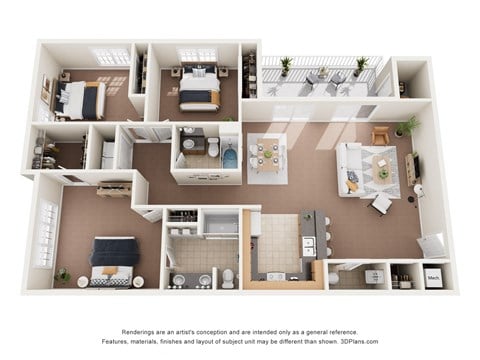Floor plan for 3 beds, 2.5 baths, 1758 sqft