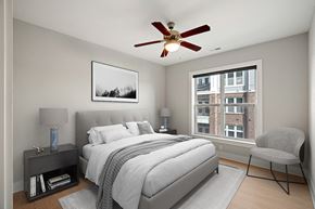Charlotte apartment for rent - Large Bedroom with Ceiling Fan and Window