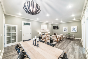 Madison apartment for rent - A dining room with a wooden table and chairs.