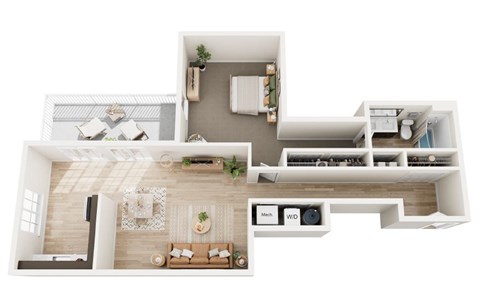 Floor plan for 1 bed, 1 bath, 1000 sqft
