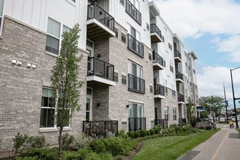 An exterior view of the apartment building