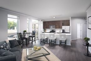 Evanston apartment for rent - Kitchen and living room at Central Station, Evanston, IL