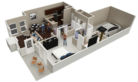 Floor plan for 1 bed, 1 bath, 825 sqft