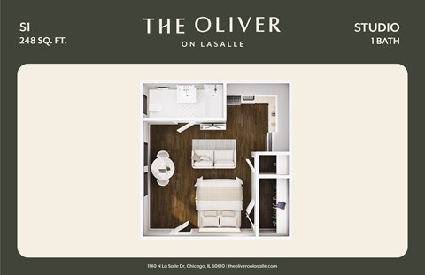 Floor plan for studio, 1 bath, 248 sqft