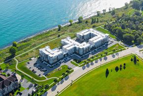 St Francis apartment for rent - aerial view of 42 Hundred On The Lake, St Francis