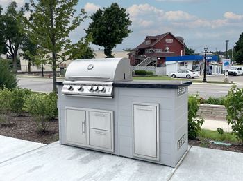 A barbecue grill on a patio