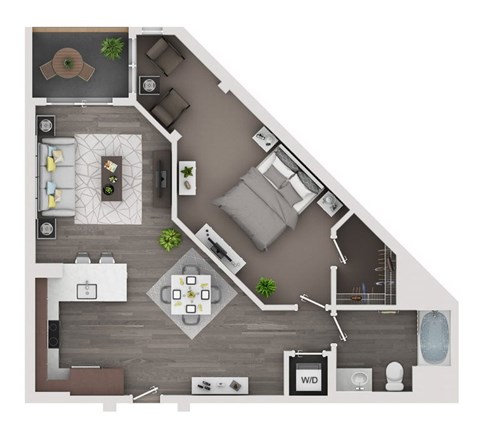 Floor plan for 1 bed, 1 bath, 819 sqft