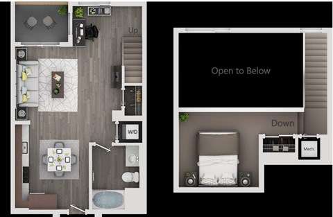 Floor plan for studio, 1 bath, 751 sqft